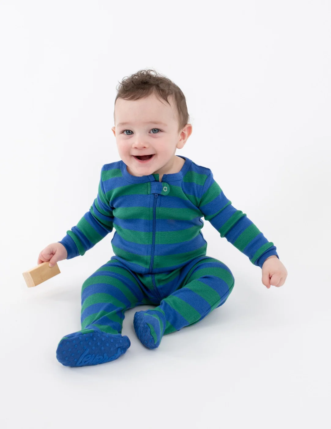 Baby Footed Blue Striped Pajamas - Image 5