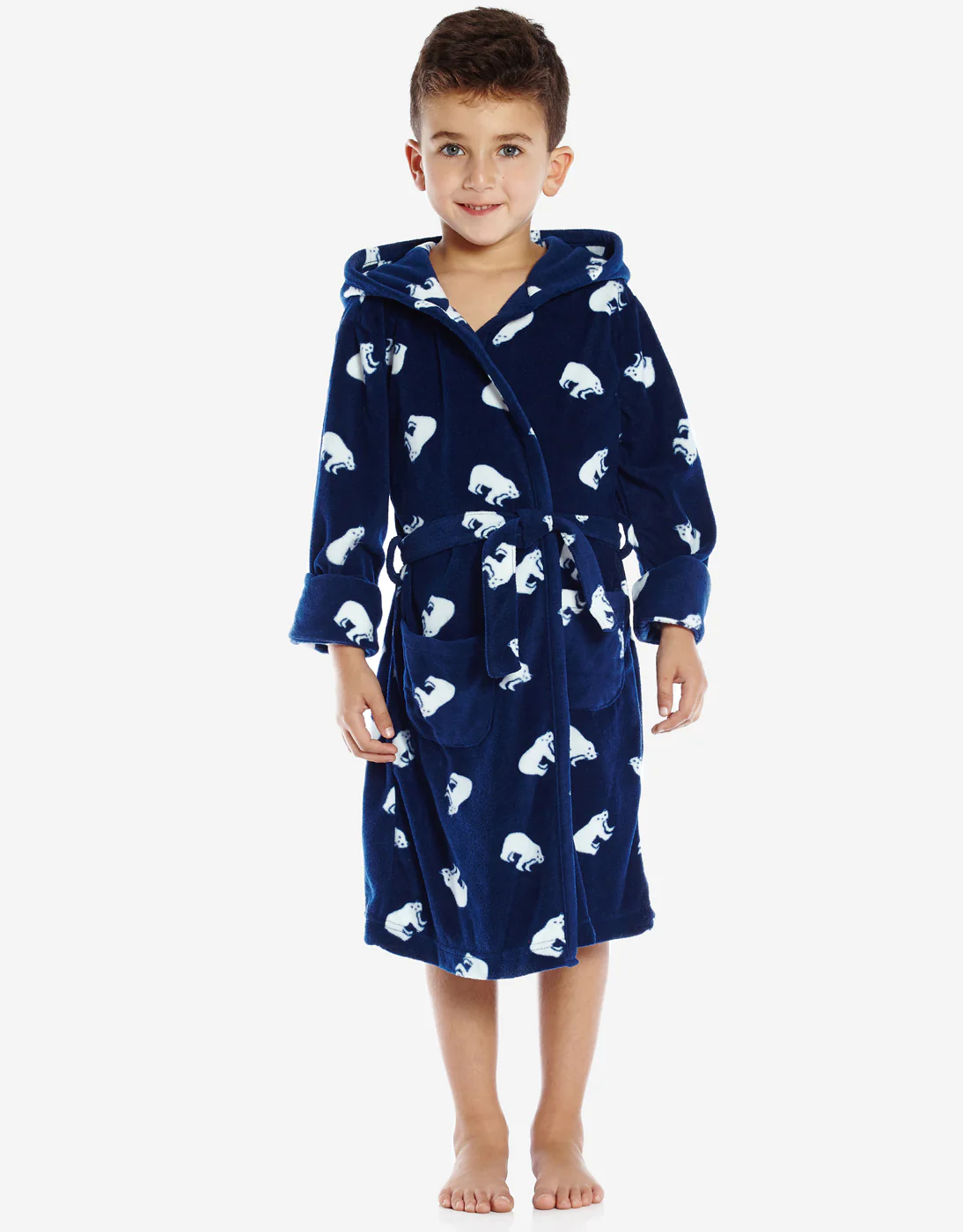 Kid's Christmas Animal Print Hooded Fleece Robe - Image 3