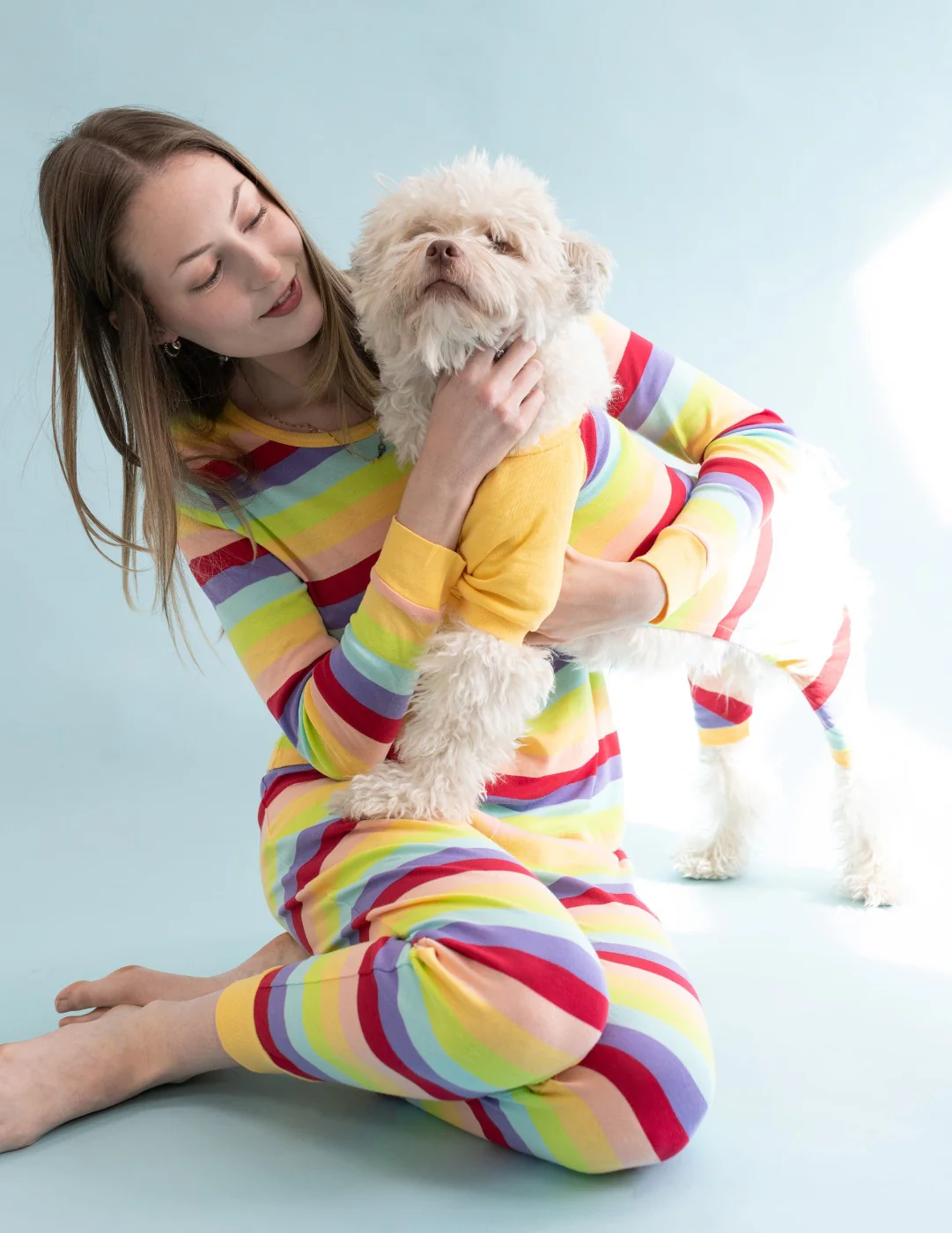 Dog Cotton Rainbow Girl Stripes Pajamas - Image 4