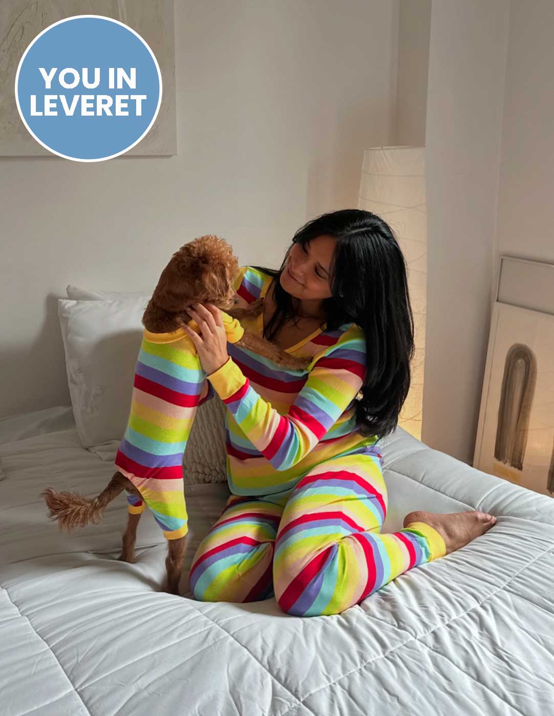 Women's Cotton Rainbow Stripes Pajamas - Image 5