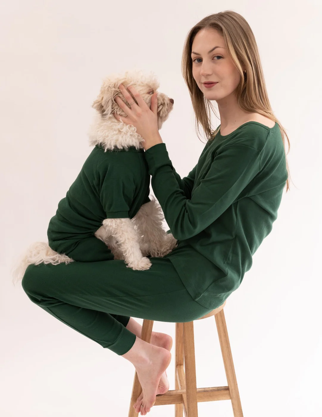Dogs Solid Color Dark Green Pajamas - Image 2