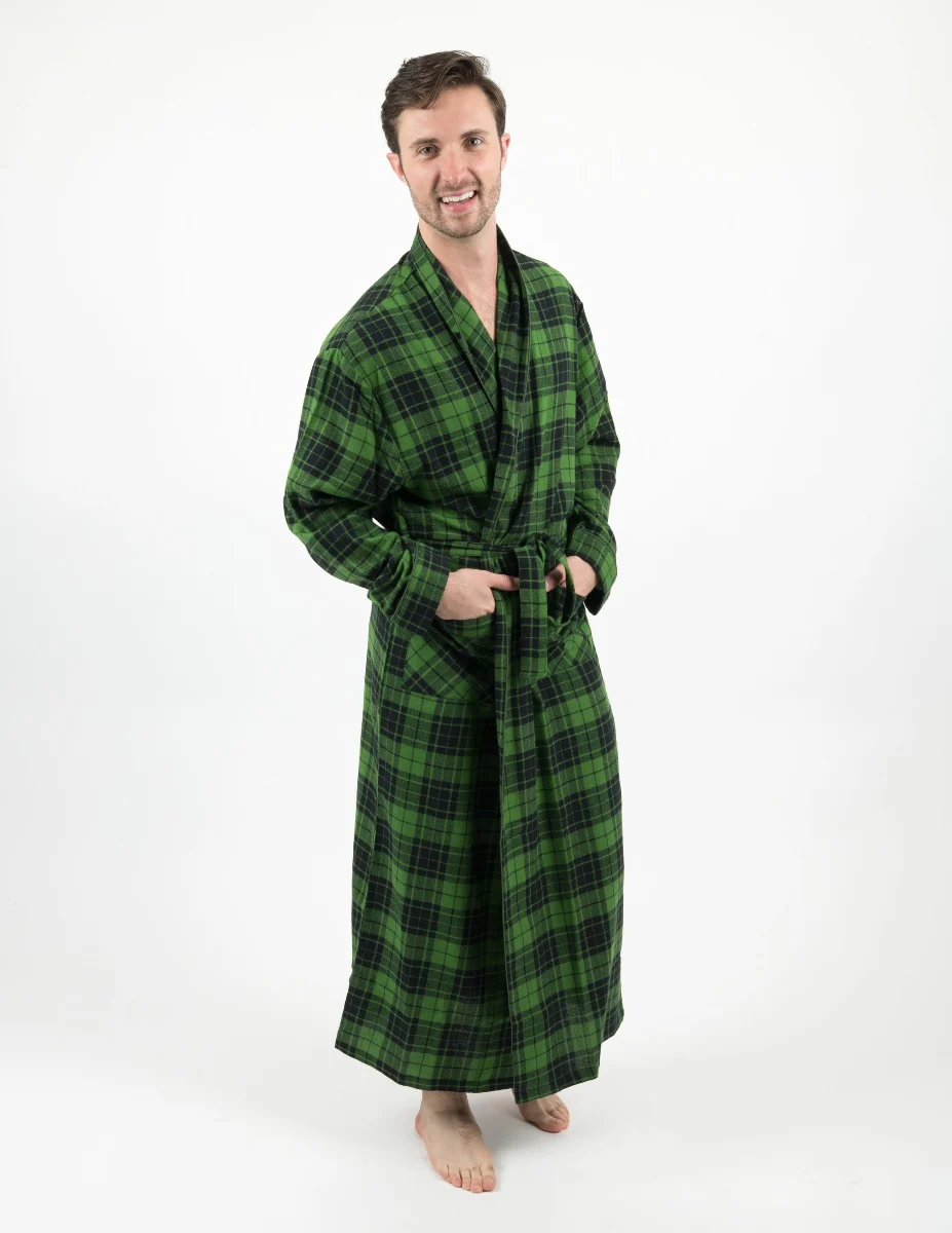 Men's Plaid Flannel Robe - Image 4