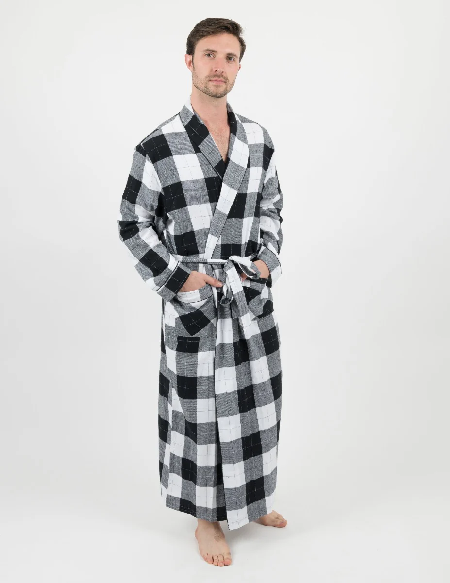 Men's Plaid Flannel Robe - Image 7