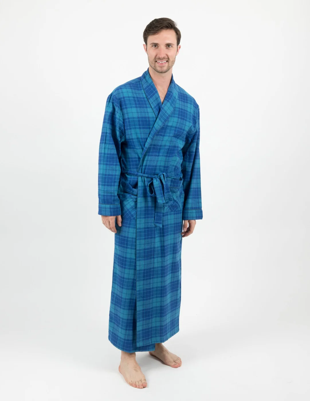 Men's Plaid Flannel Robe - Image 9