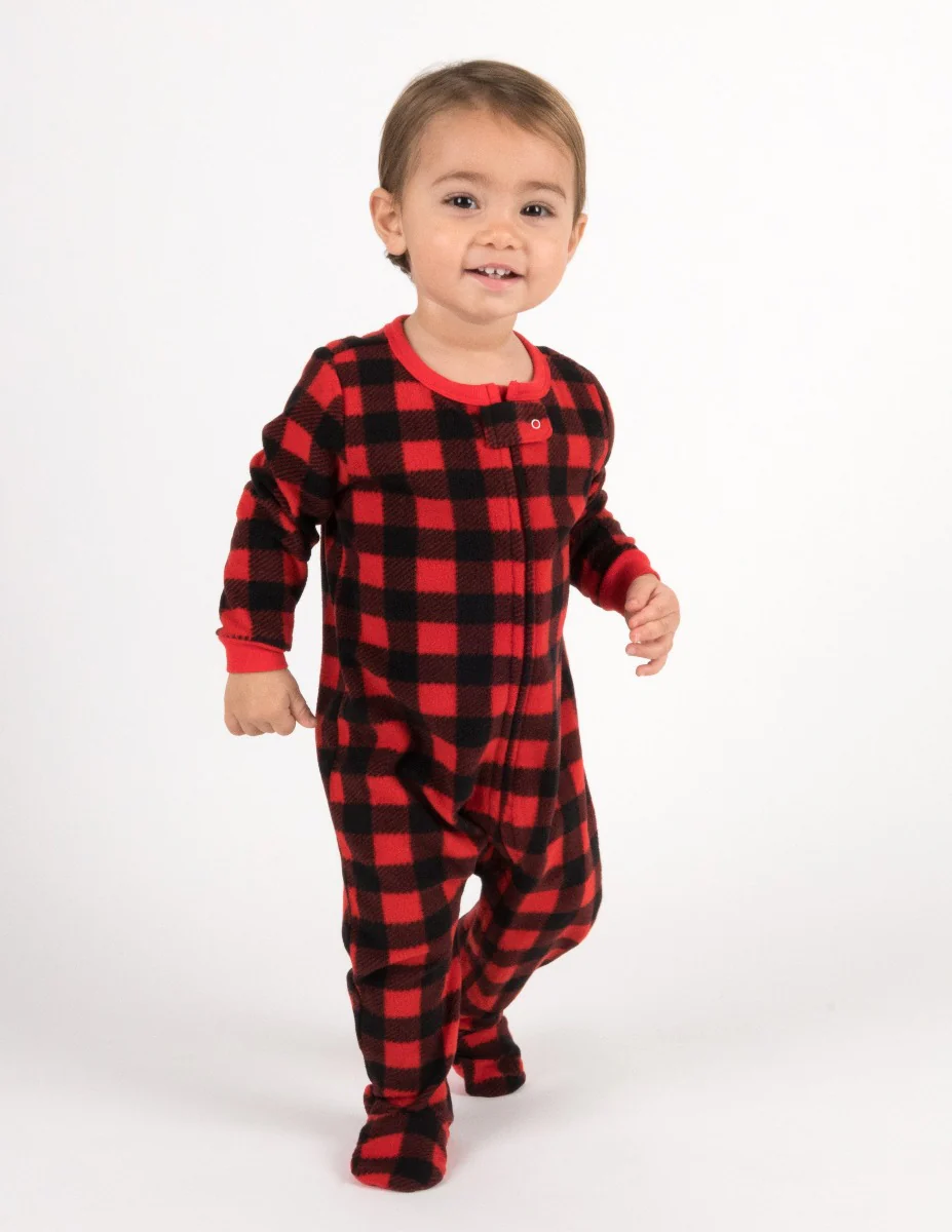 Baby Footed Fleece Plaid Pajamas - Image 10
