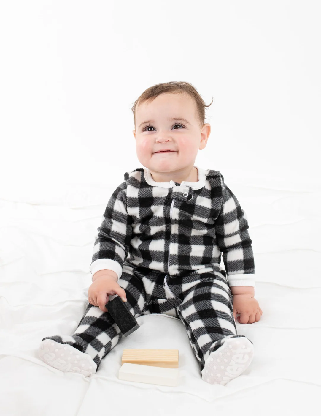Baby Footed Fleece Plaid Pajamas - Image 3