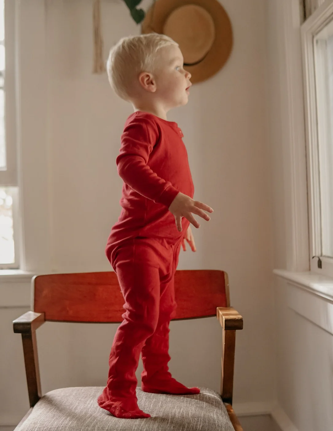 Solid Color Classic Footed Pajamas - Image 2