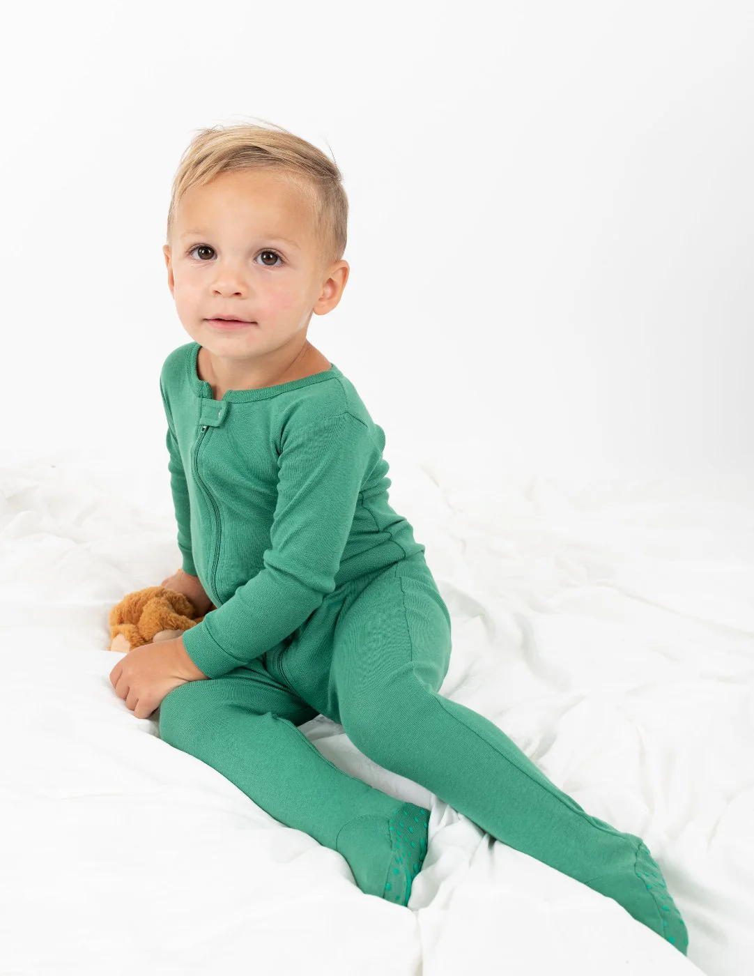 Solid Color Classic Footed Pajamas - Image 5