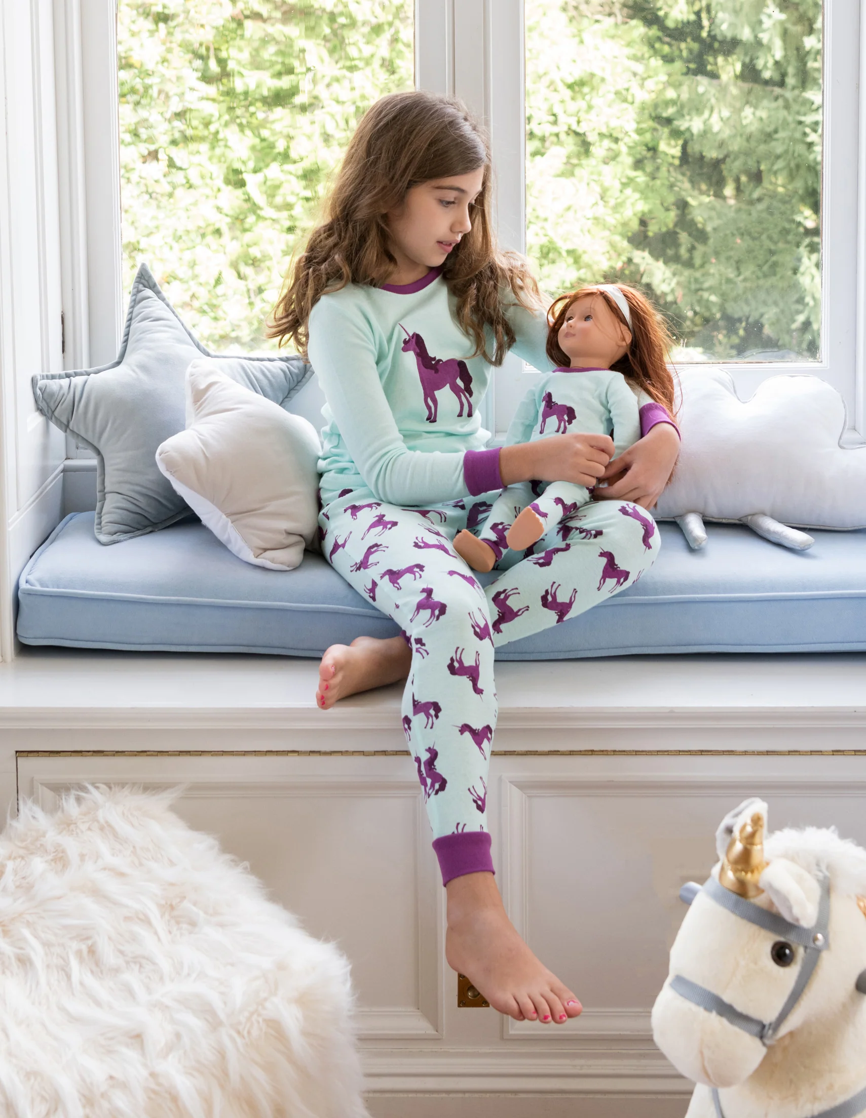 Girl and Doll Matching Unicorn Print Pajamas - Image 7