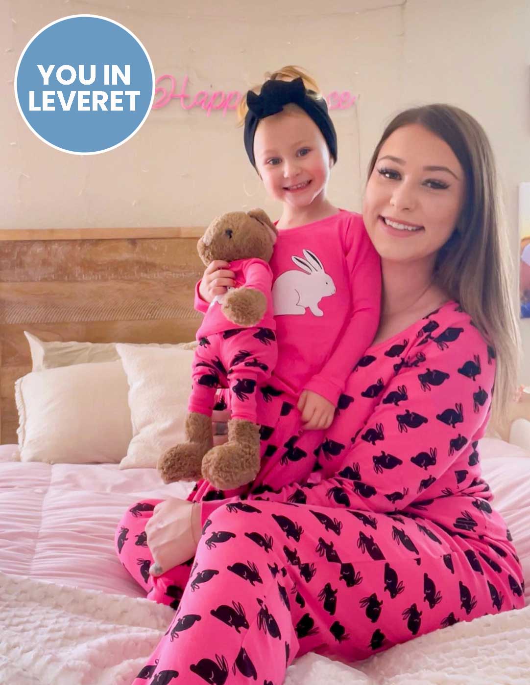 Hot Pink Bunny Rabbit Cotton Pajamas - Image 3