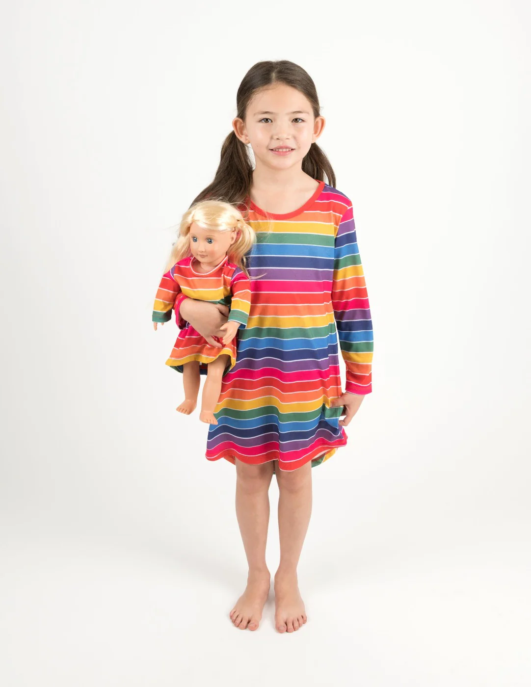 Matching Girl and Doll Rainbow Stripes Nightgown - Image 2