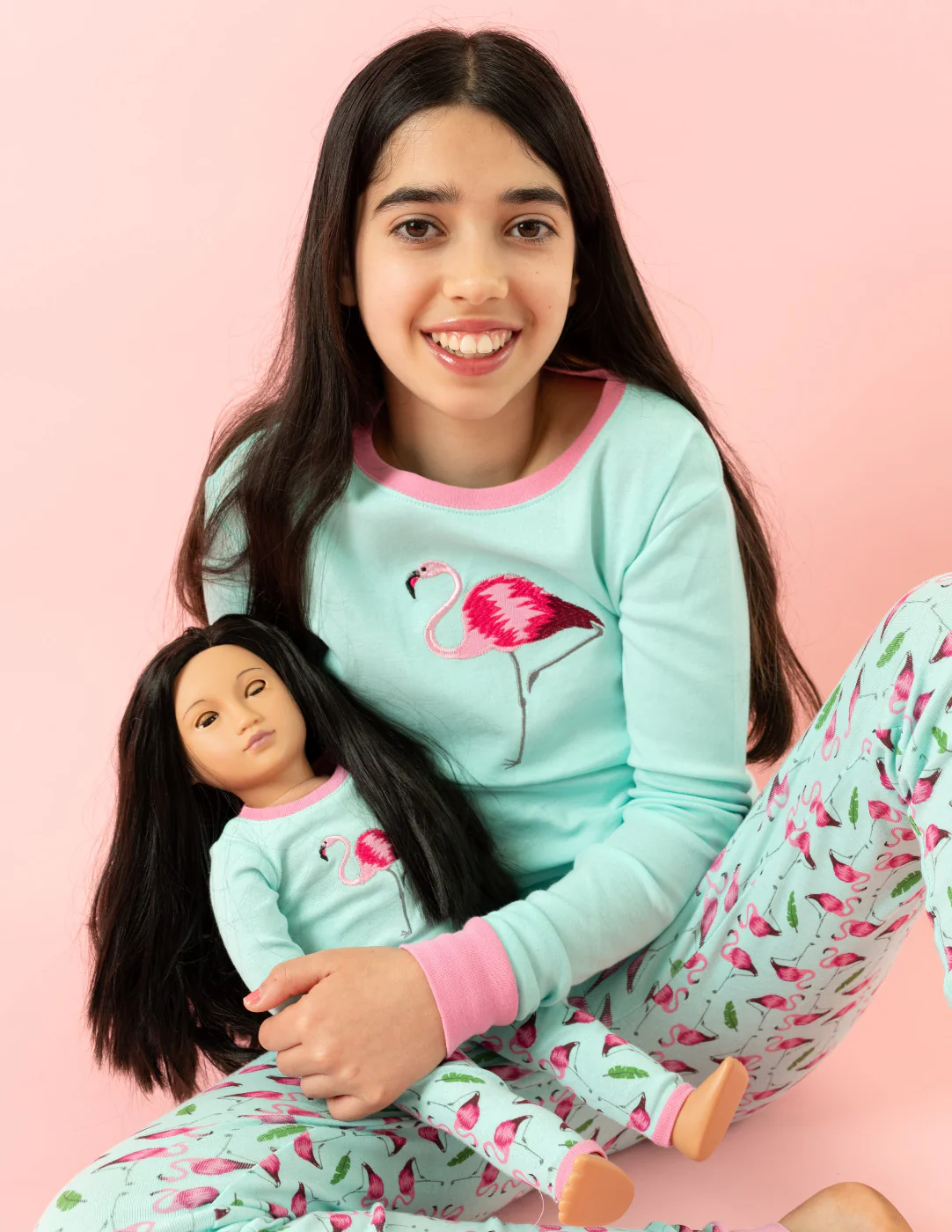 Matching Girl and Doll Cotton Flamingo Pajamas - Image 2