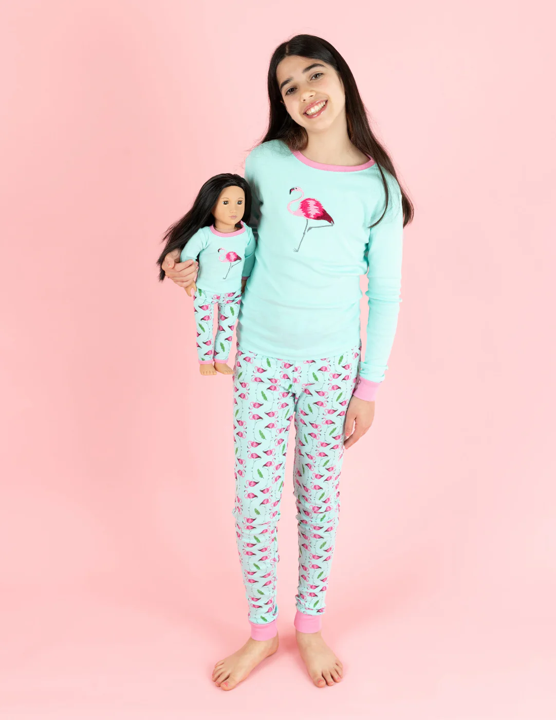 Matching Girl and Doll Cotton Flamingo Pajamas - Image 3