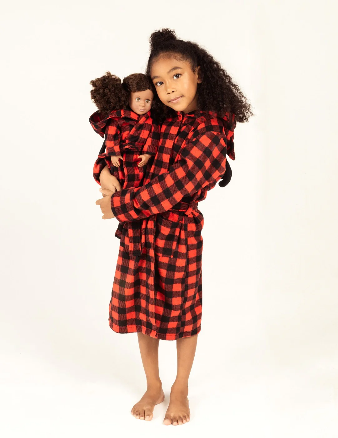 Girl and Doll Fleece Hooded Moose Robe - Image 2