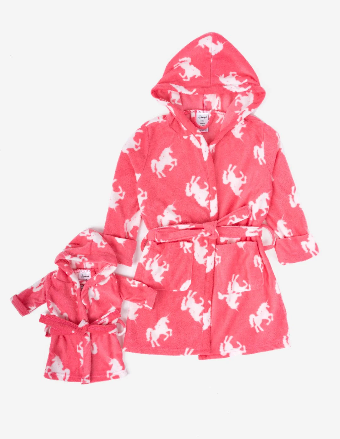 Girl and Doll Fleece Hooded Unicorn Robe - Image 2