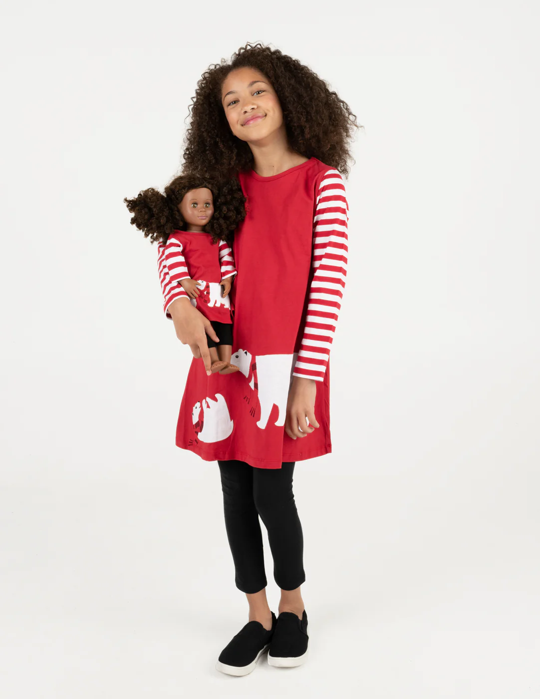 Matching Girl and Doll Cotton Polar Bear Dress - Image 2