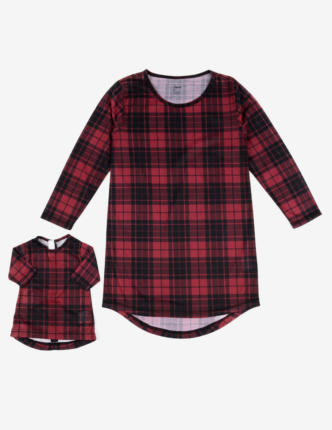 Matching Girl and Doll Black & Red Plaid Nightgown - Image 2