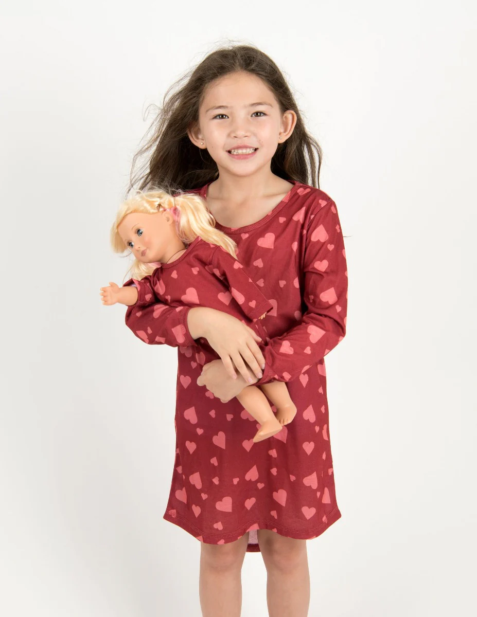 Matching Girl and Doll Pink Hearts Nightgown - Image 2
