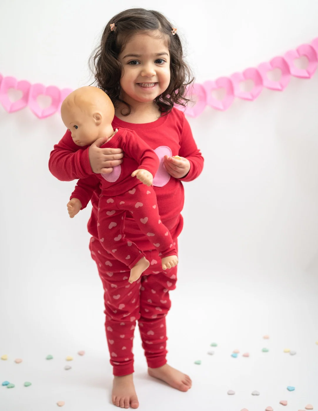 Matching Girl and Doll Pink Hearts Pajamas - Image 3
