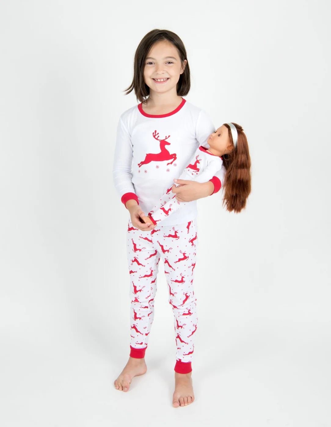 Matching Girl and Doll Cotton Reindeer Pajamas - Image 2