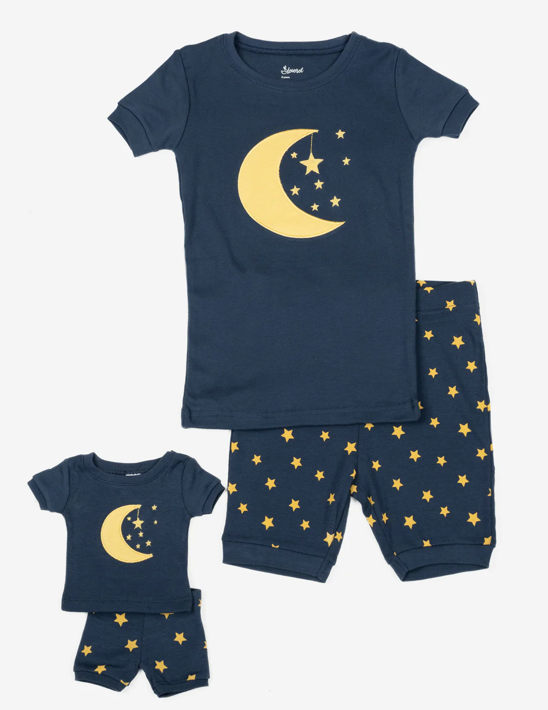 Matching Girl and Doll Short Moon & Stars Pajamas - Image 2
