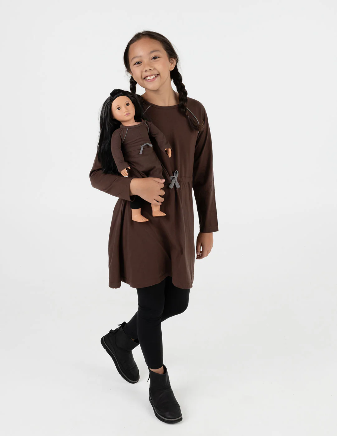 Matching Girl & Doll Drawstring Dress Neutrals - Image 10