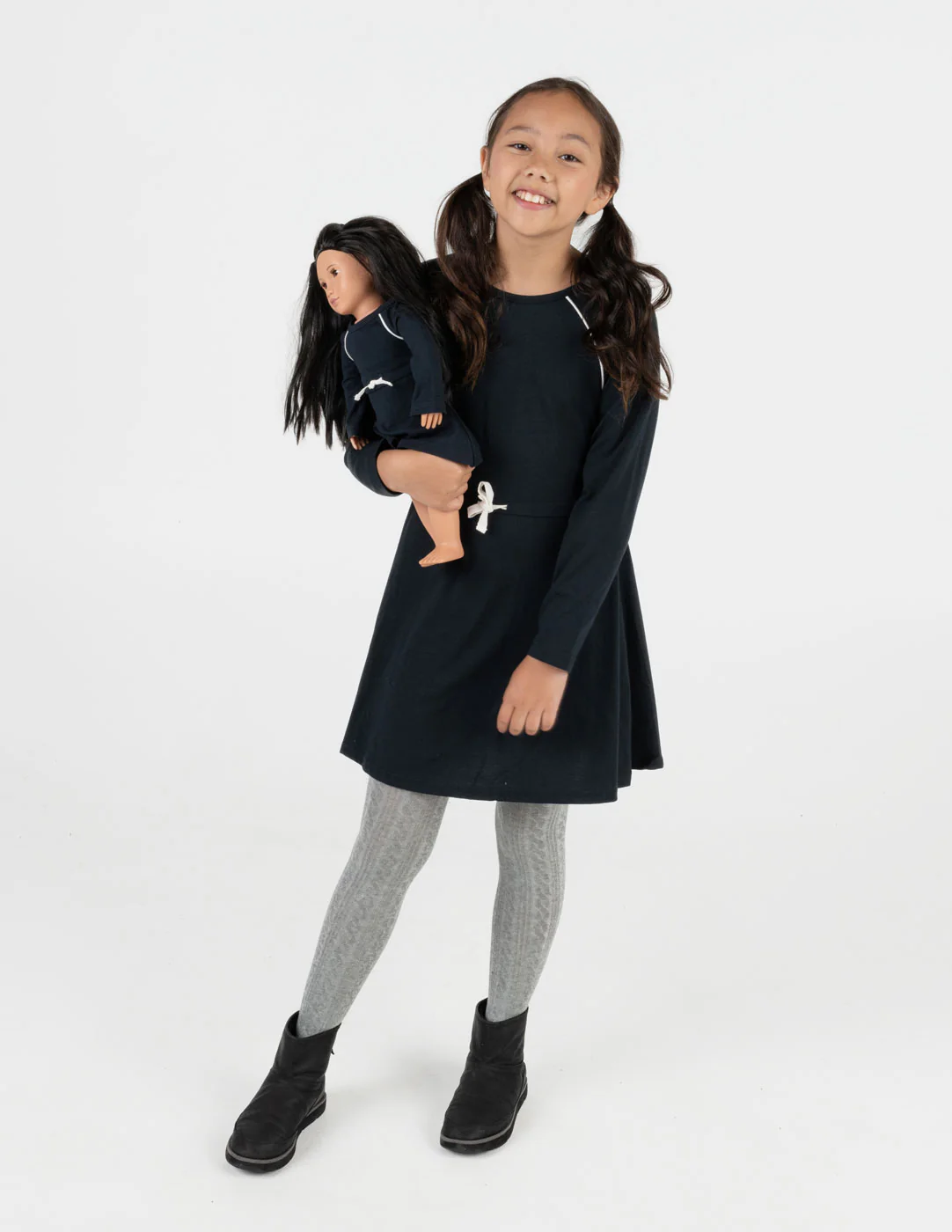 Matching Girl & Doll Drawstring Dress Neutrals - Image 2