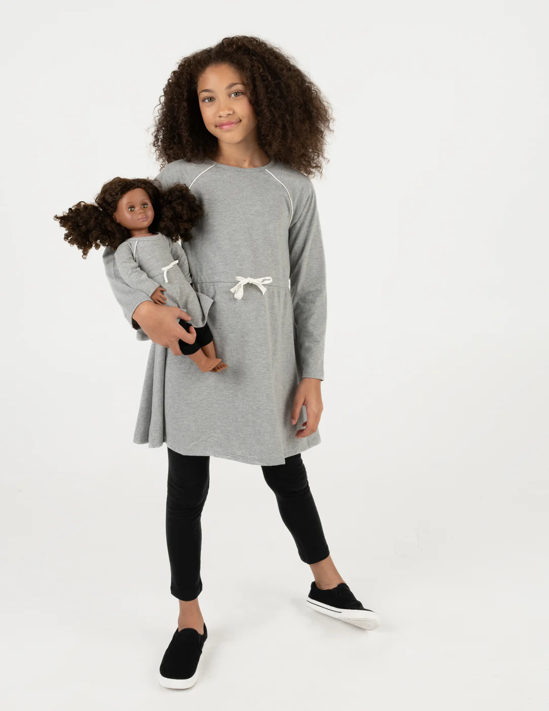 Matching Girl & Doll Drawstring Dress Neutrals - Image 6