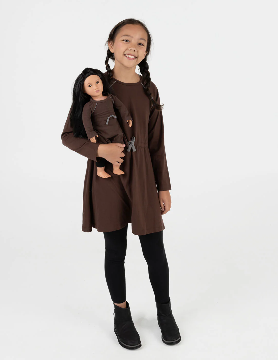 Matching Girl & Doll Drawstring Dress Neutrals - Image 9