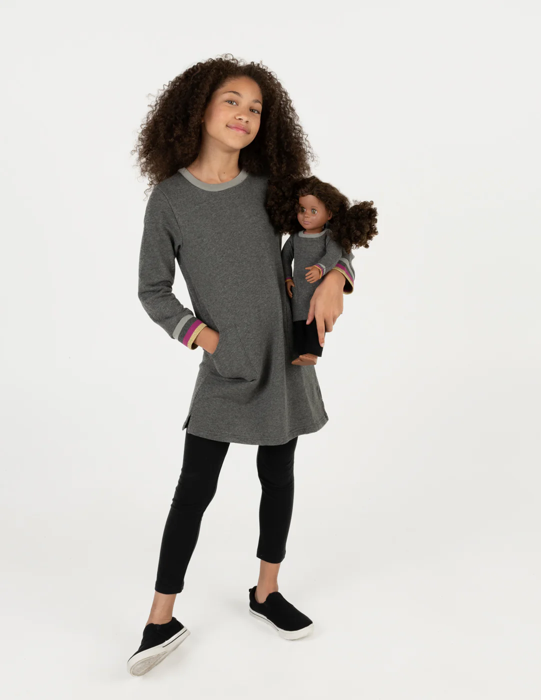 Matching Girl & Doll Sweatshirt Tunic Dress - Image 35