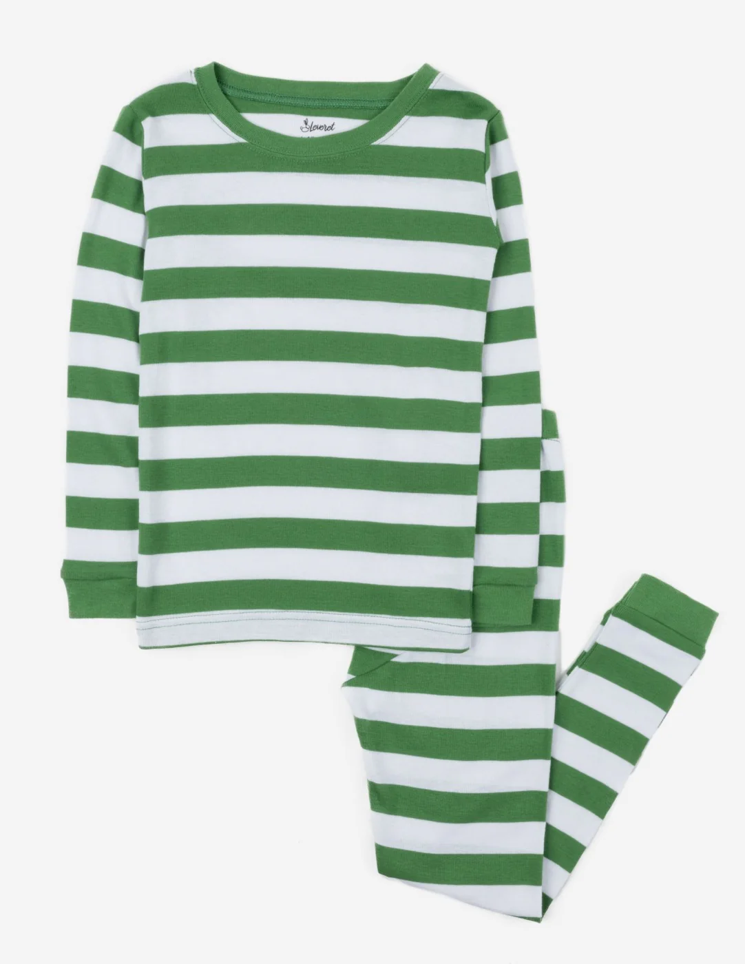Green & White Striped Cotton Pajamas - Image 4