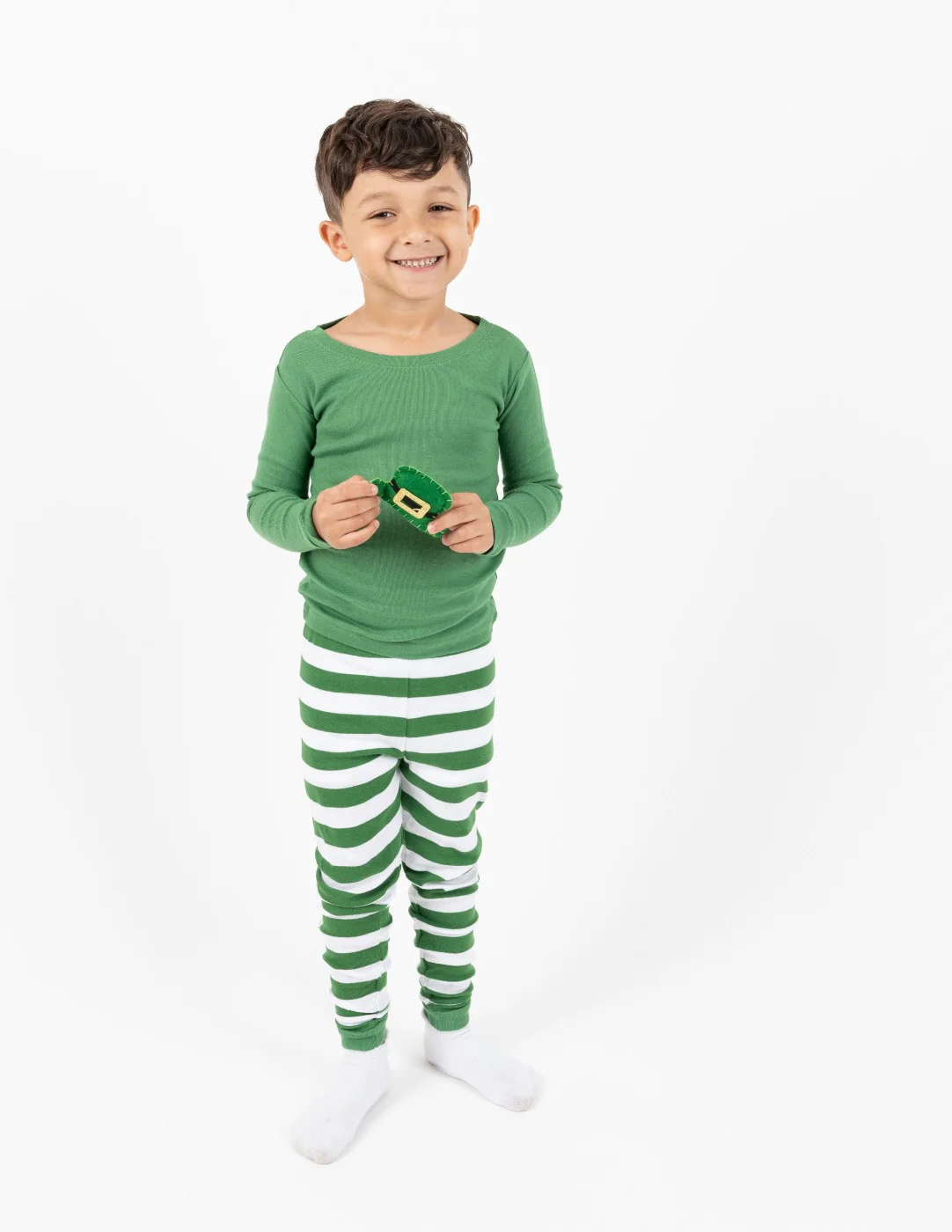 Green & White Striped Cotton Pajamas - Image 5
