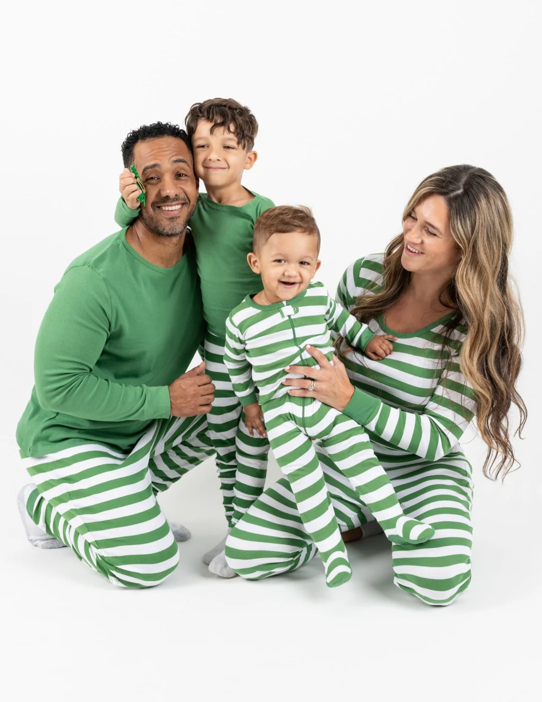 Women's Green & White Stripes Cotton Pajamas - Image 5