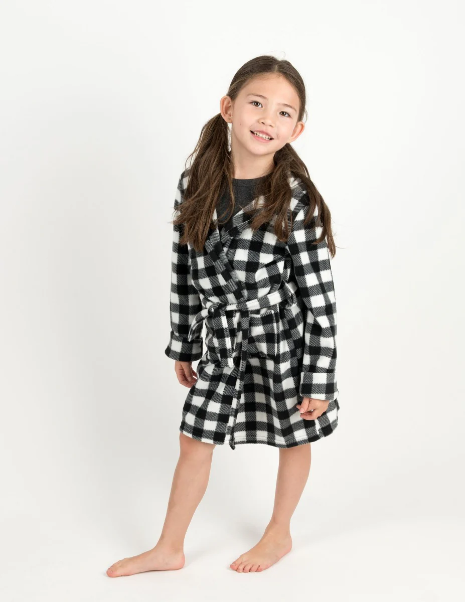 Fleece Plaid Hooded Robes - Image 3