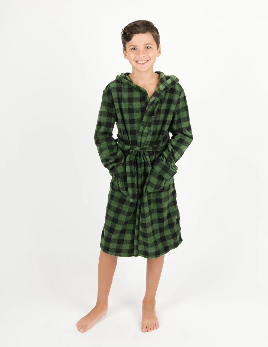 Fleece Plaid Hooded Robes - Image 7