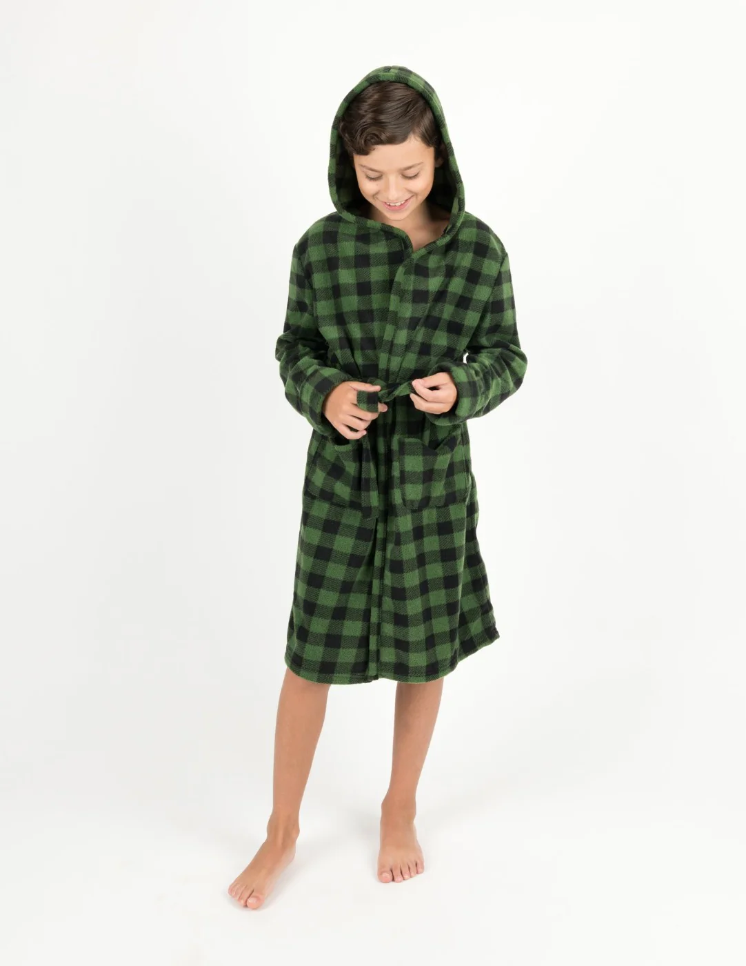 Fleece Plaid Hooded Robes - Image 8
