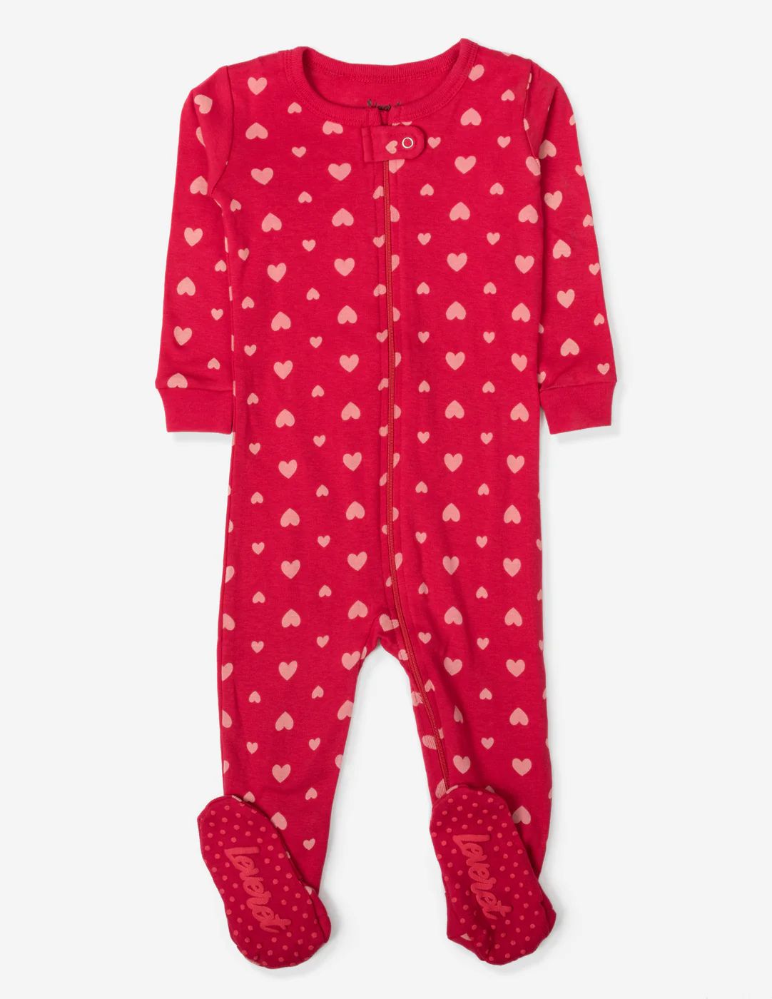 Kid's Footed Pink Hearts Pajamas - Image 2