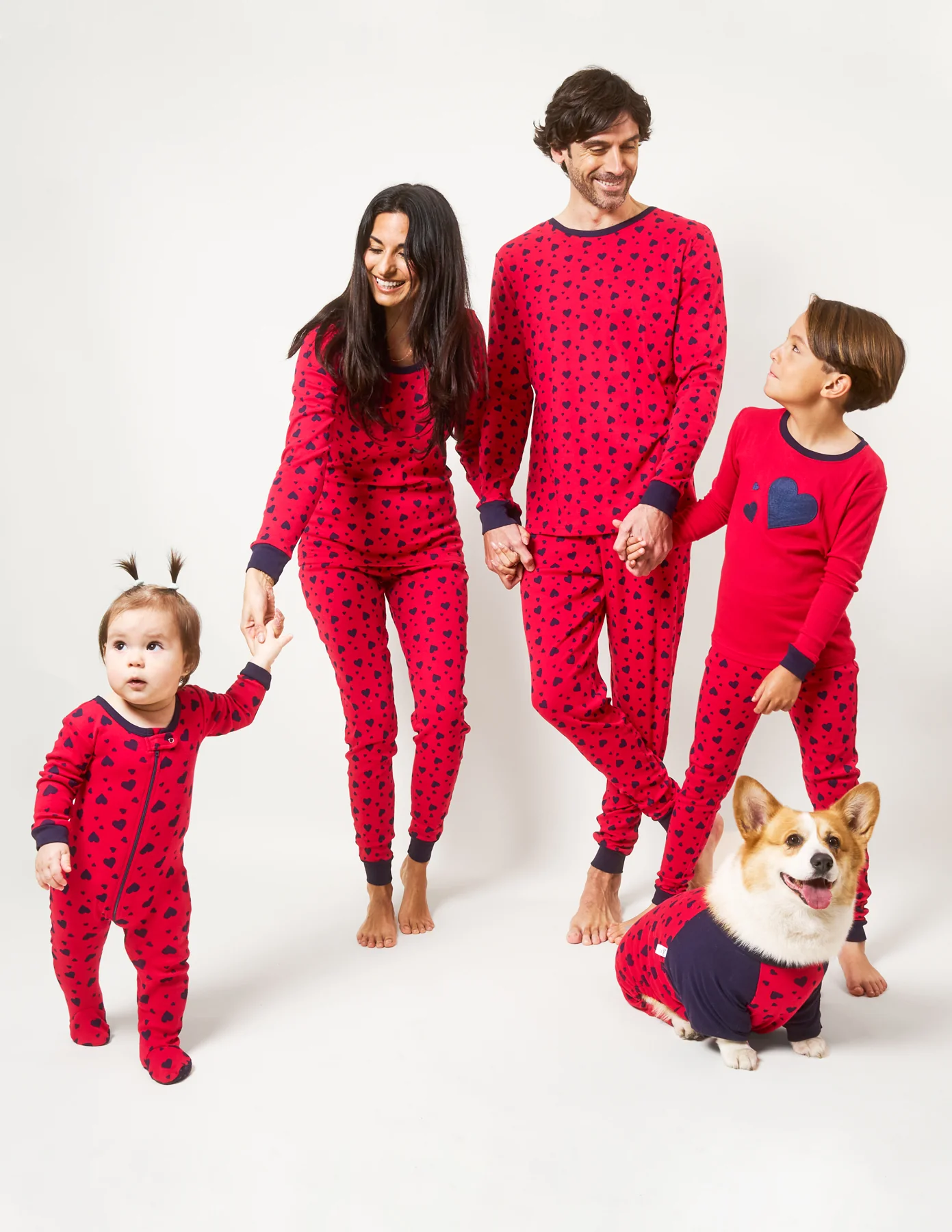 Kid's Footed Dark Navy Hearts Pajamas - Image 2