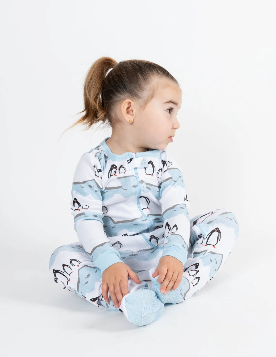 Kid's Footed Penguin Cotton Pajamas - Image 2