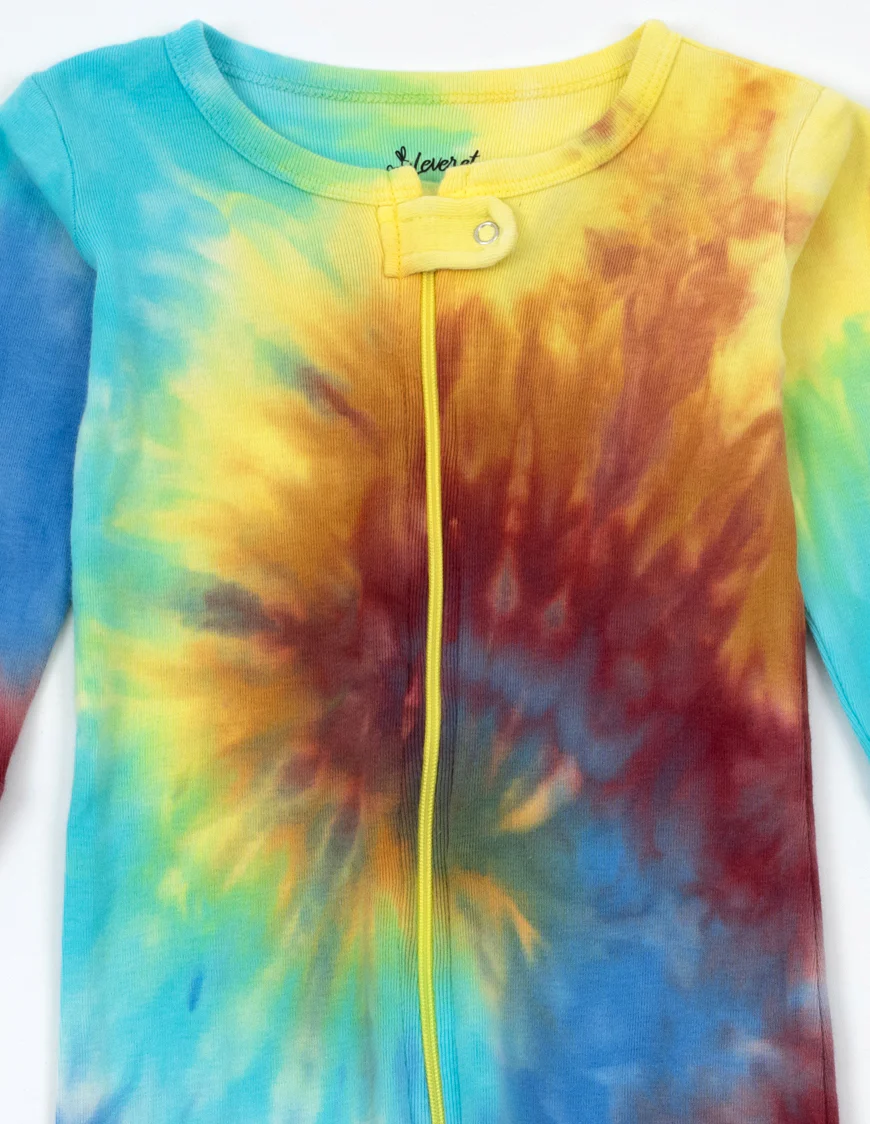 Baby Footed Swirl Tie Dye Cotton Pajamas - Image 2