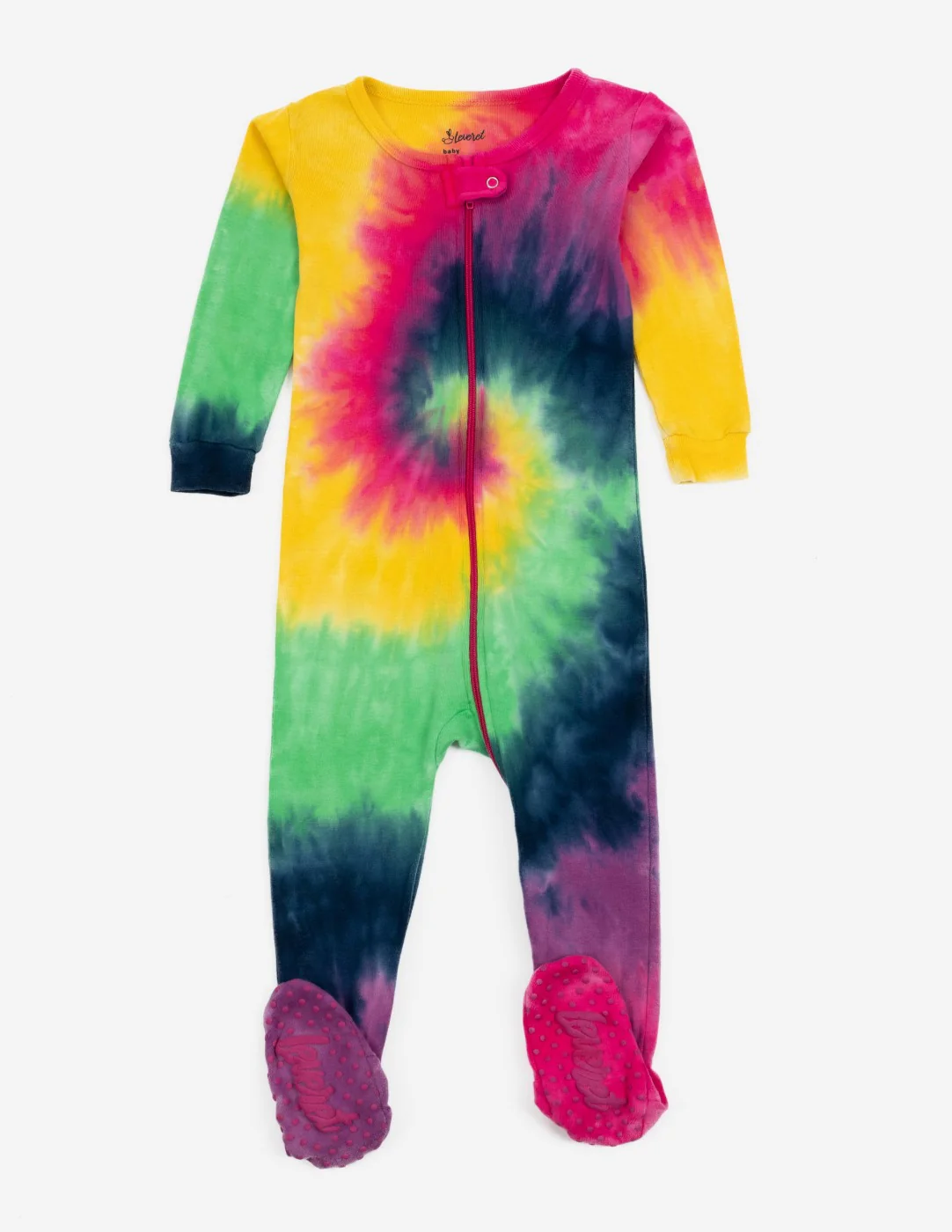 Baby Footed Swirl Tie Dye Cotton Pajamas - Image 3