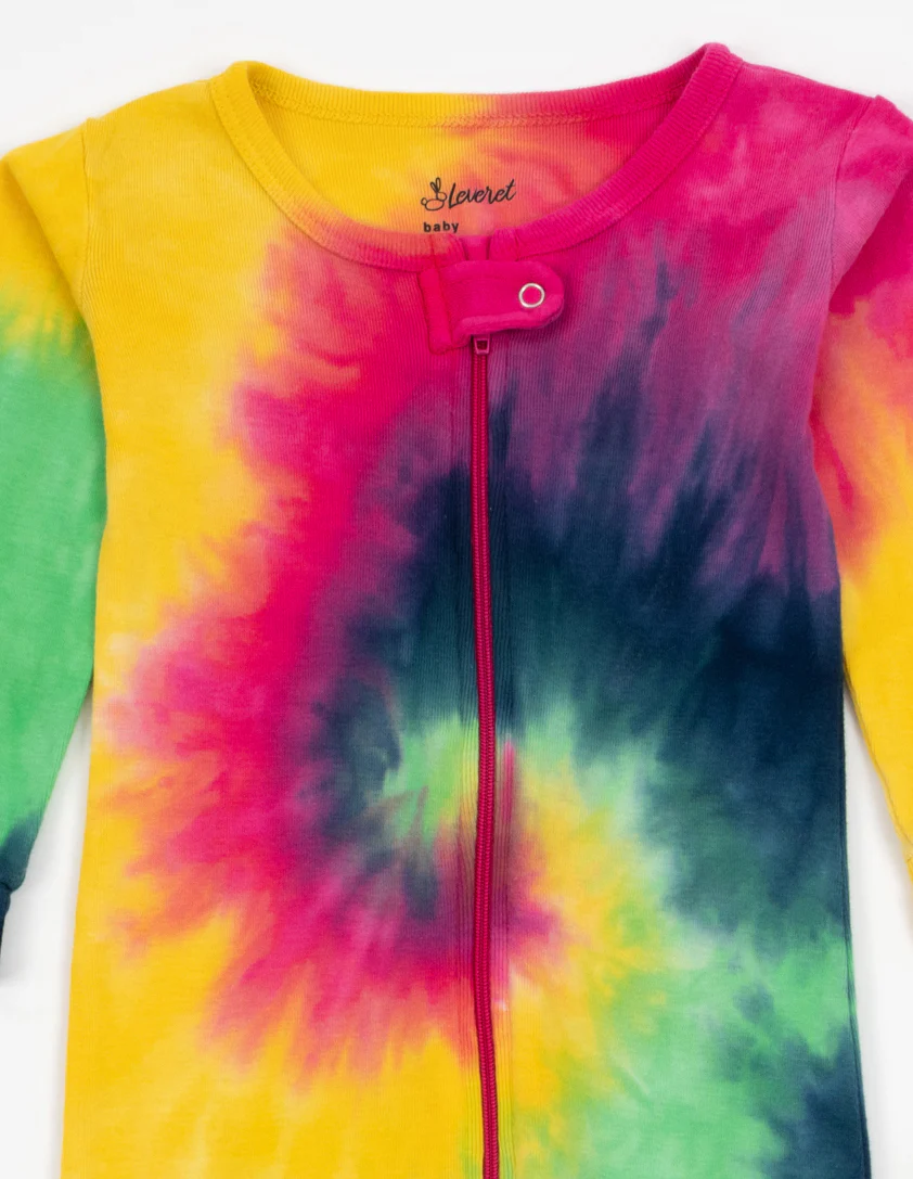 Baby Footed Swirl Tie Dye Cotton Pajamas - Image 4