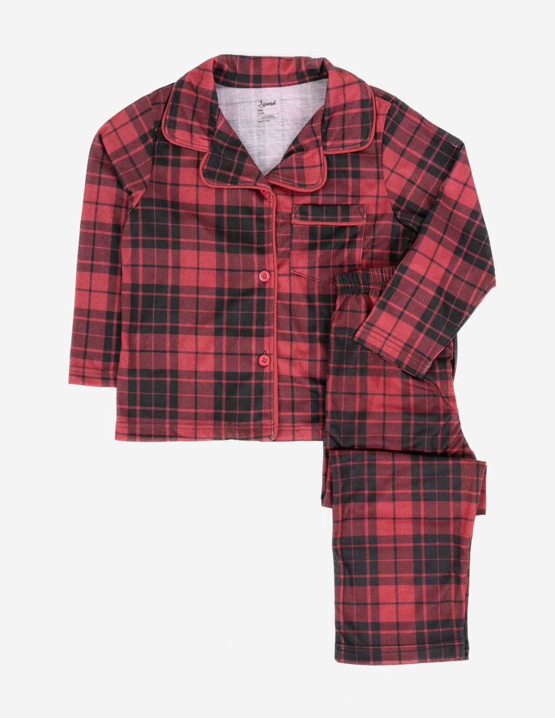 Kids Flannel Black & Red Plaid Pajamas - Image 3