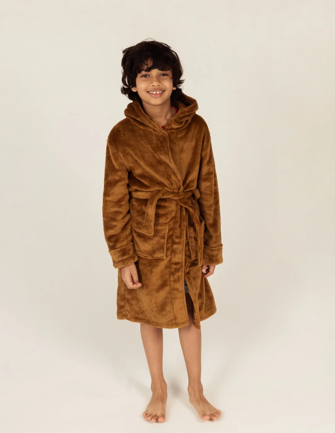 Kid's Fleece Hooded Bear Robe - Image 2