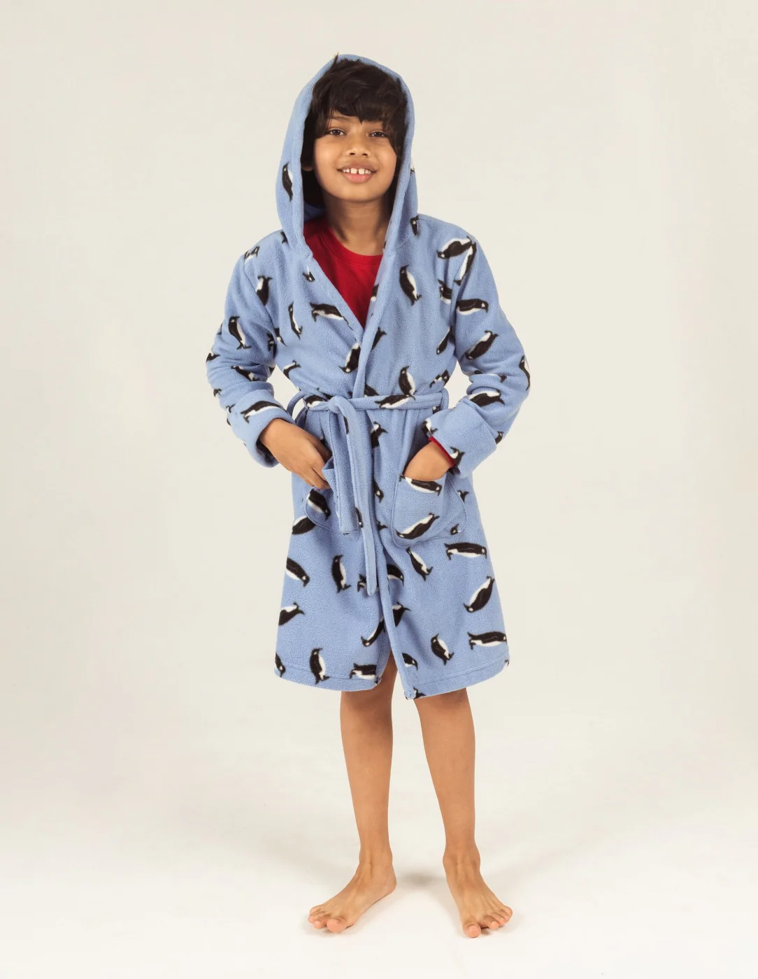 Kids Fleece Hooded Penguin Robe - Image 3