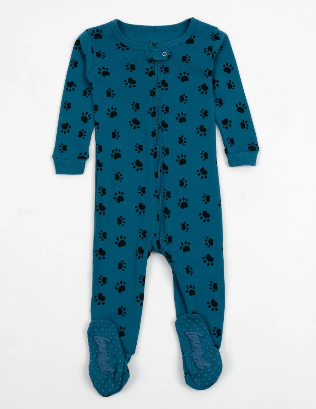Kids Footed Blue Paw Print Pajamas - Image 2