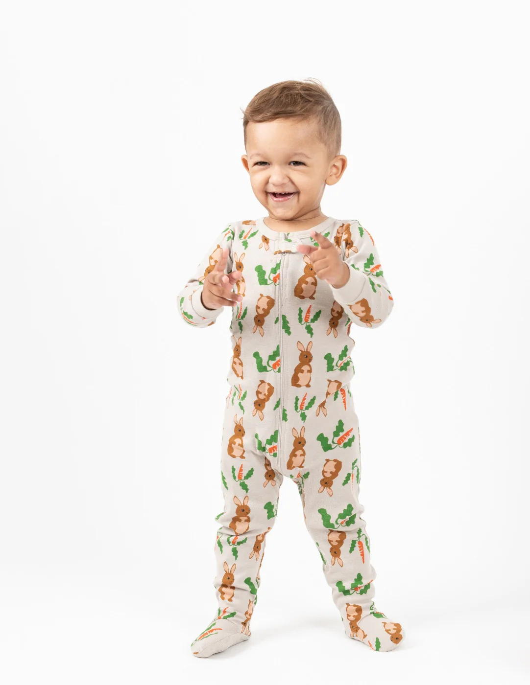 Baby Footed Beige Bunny Pajamas - Image 2