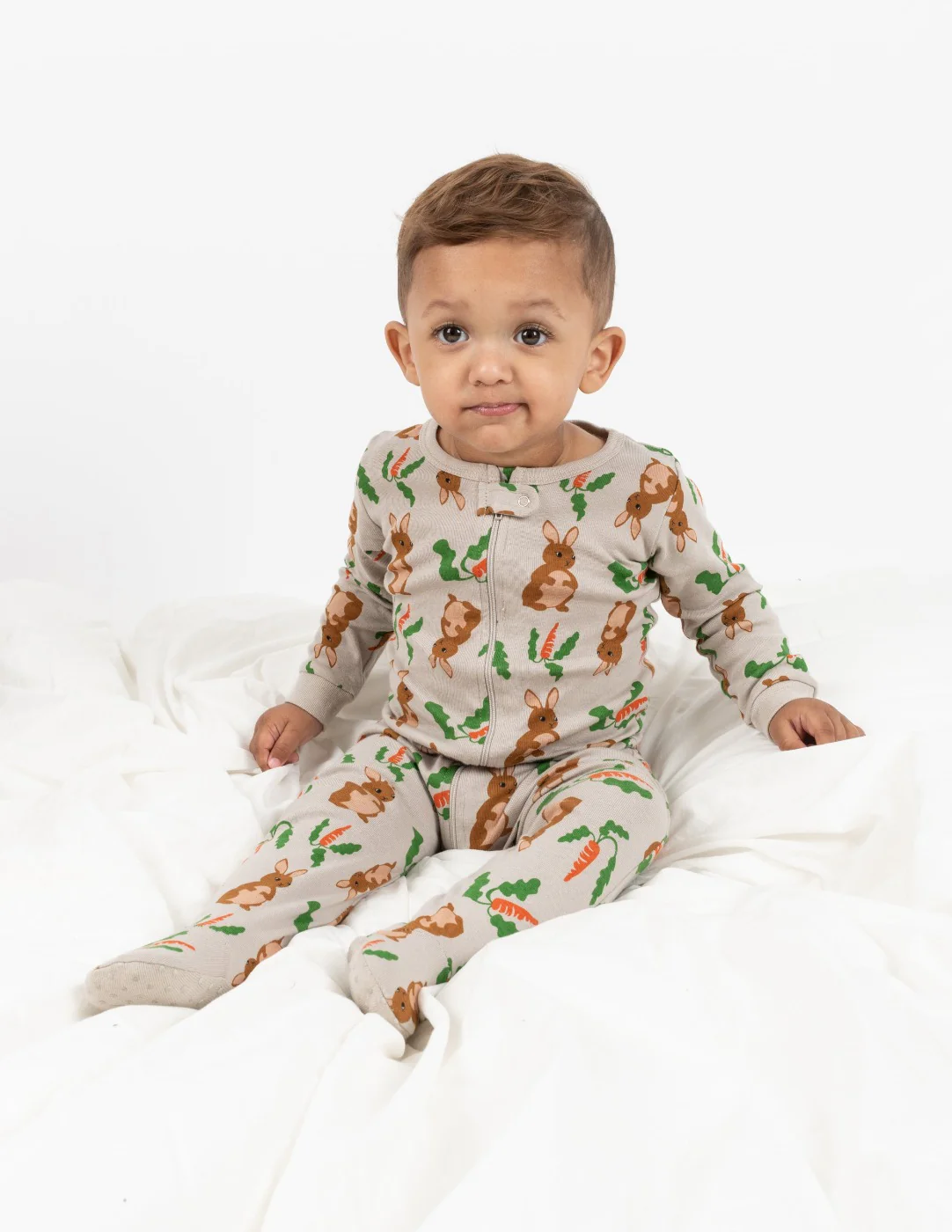 Baby Footed Beige Bunny Pajamas - Image 3