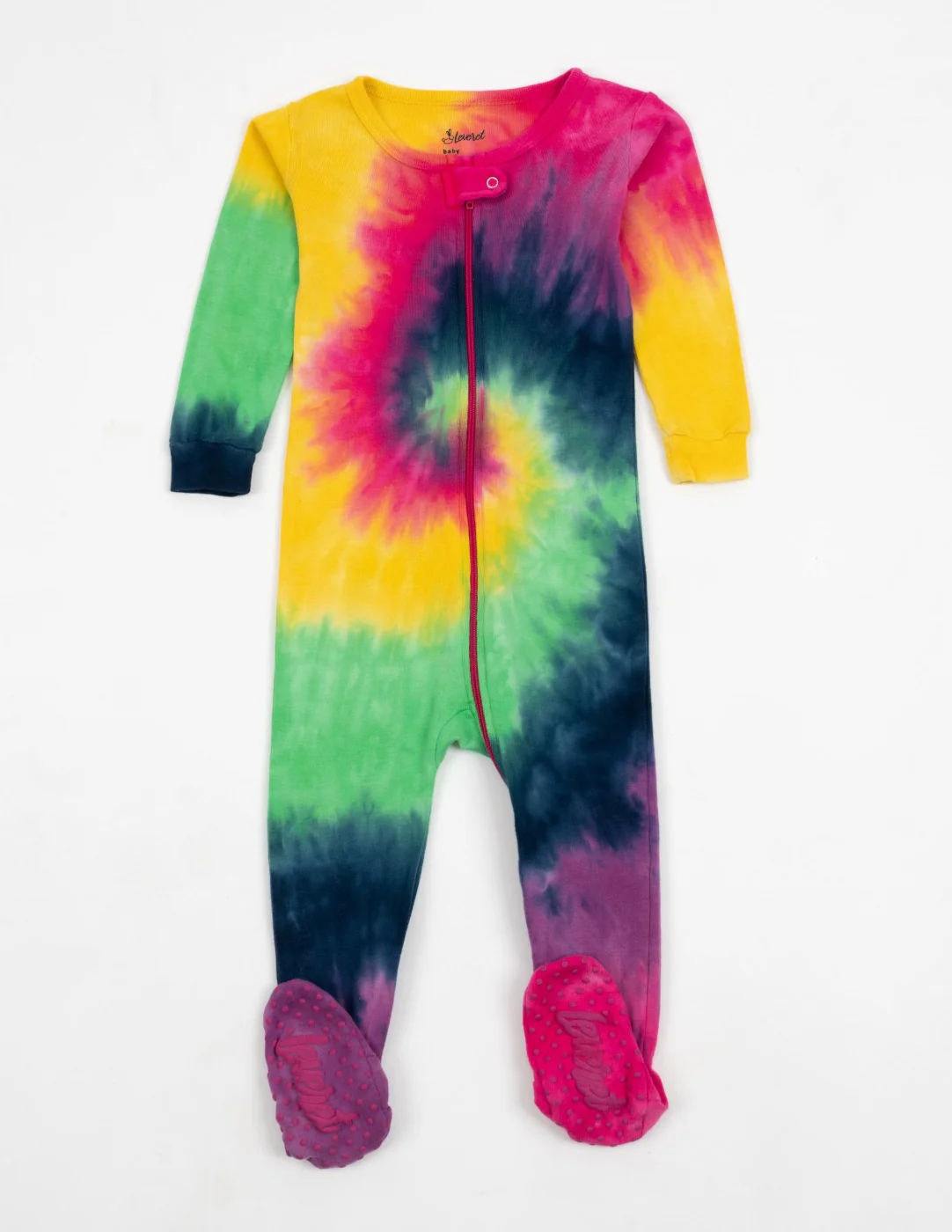 Kid's Footed Girl Swirl Tie Dye Pajamas - Image 2