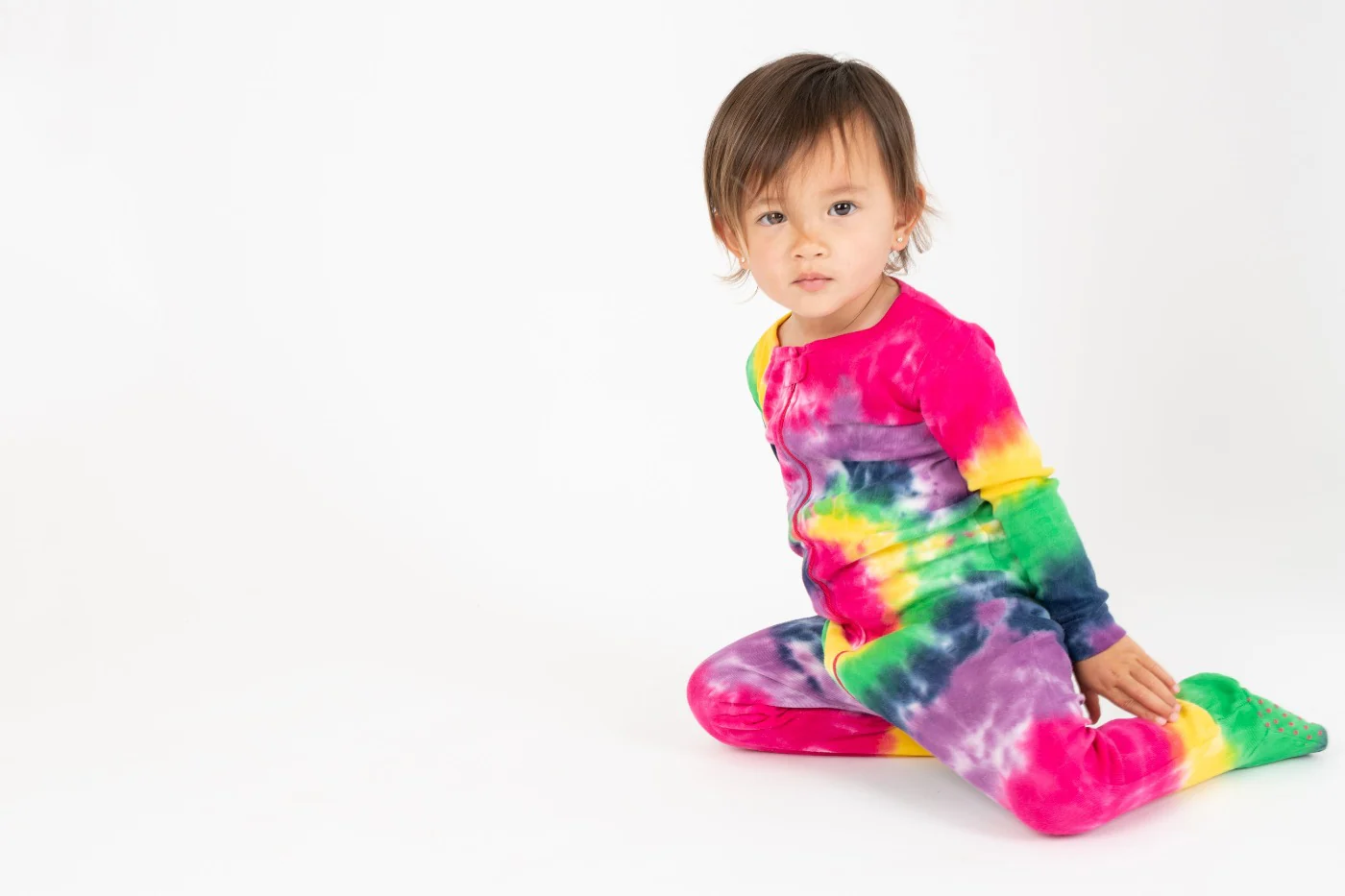 Kid's Footed Girl Swirl Tie Dye Pajamas - Image 3